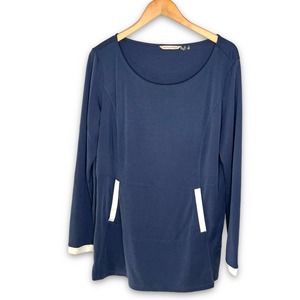 Soft Surroundings Scoop Neck Long Sleeve Tunic Kangaroo Pocket LARGE -Small Flaw